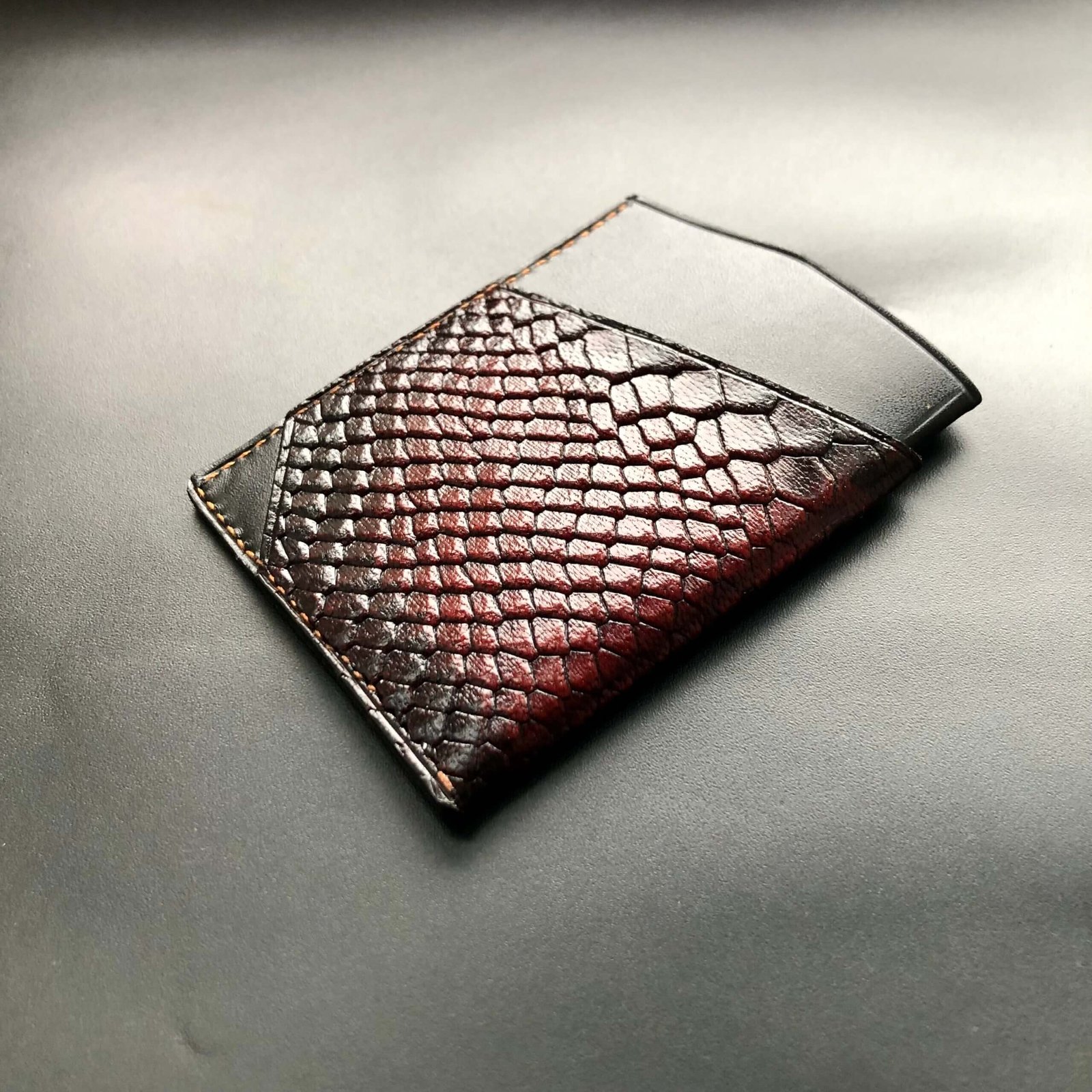 Handmade Leather Cardholder - Red Fish ProvidenceFish Handmade Leather Cardholder - Red Fish - Image 2