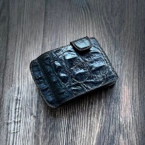 Handmade Leather Moneyclip - Dark Croco Edition