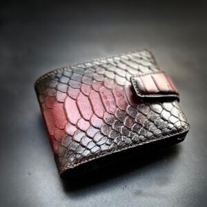 Handmade Leather Bifold Wallet – Black & Burgundy 1
